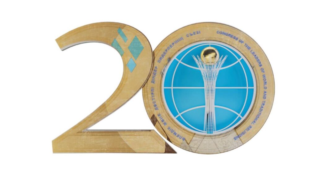 The 20th anniversary Logo of the Congress of Leaders of World and Traditional Religions.