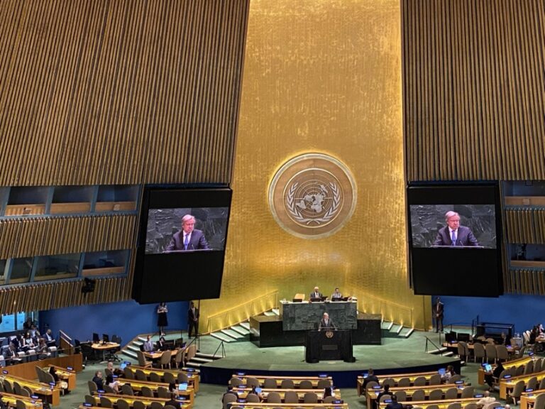 UN Secretary-General António Guterres addresses the debate at the UN on the Responsibility to Protect (R2P) doctrine. The debate marked the 20th anniversary of its adoption at the 2005 World Summit. Credit: Jennifer Xin-Tsu Lin Levine