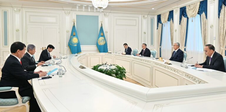Japanese FM Takeshi Iwaya also met with President Tokayev. Photo credit: akorda.kz