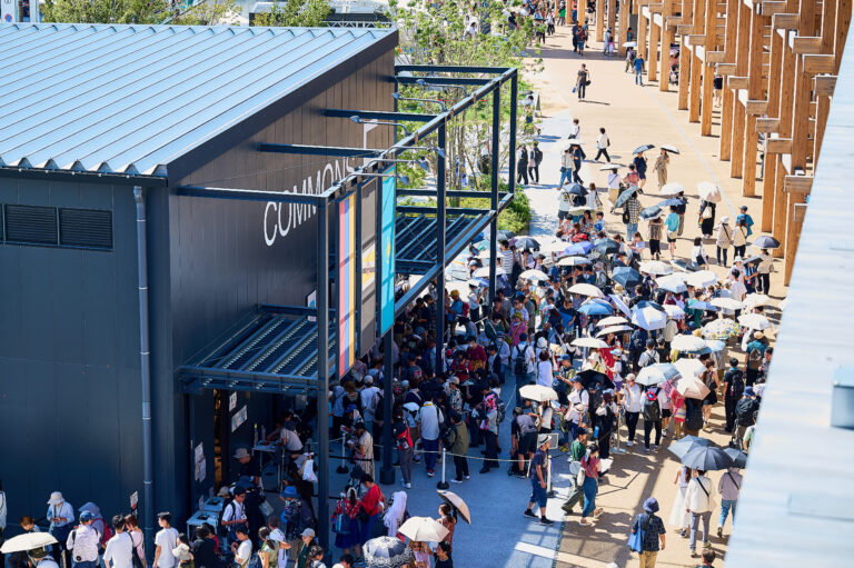 The Kazakhstan Pavilion in the Commons-F, viewed from the Grand Ring at EXPO 2025 Osaka. Photo Credit: QazExpoCongress NC JSC