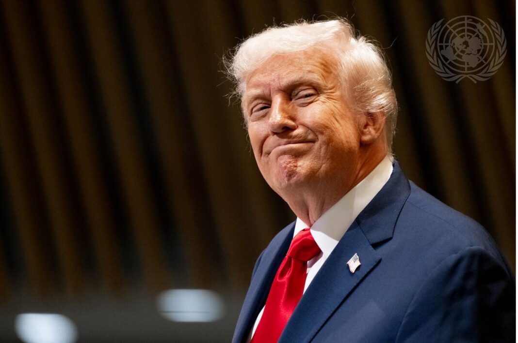 Donald Trump, President of the United States of America, addresses the general debate of the General Assembly’s eightieth session in 2025. Credit: UN Photo/Evan Schneider.