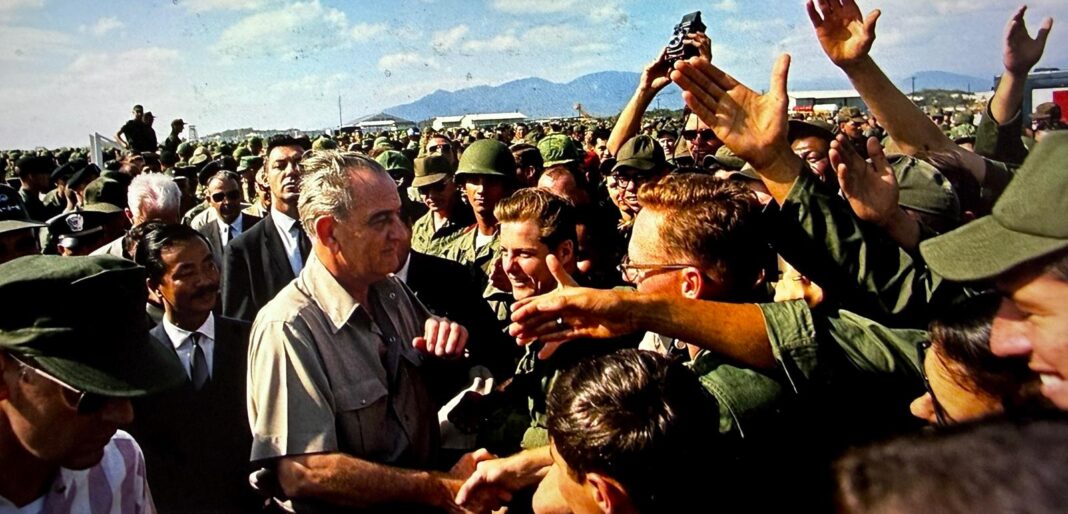 Image: President Lyndon B. Johnson meets troops in Vietnam, 1967 Source: Wiki Commons