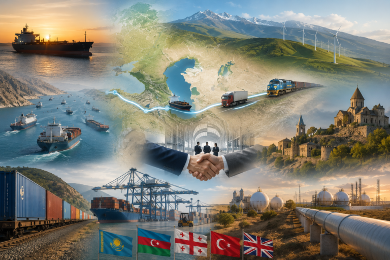 The Middle Corridor, linking Central Asia, the South Caucasus, Türkiye and Europe through rail, maritime and energy networks, as the UK looks to diversify trade routes amid growing instability in Middle East energy corridors. Image: INPS Japan