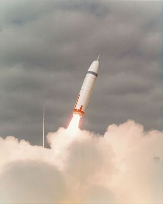 The first launch of a Trident missile on Jan. 18, 1977 at Cape Canaveral, Florida. Credit: U.S. Air Force