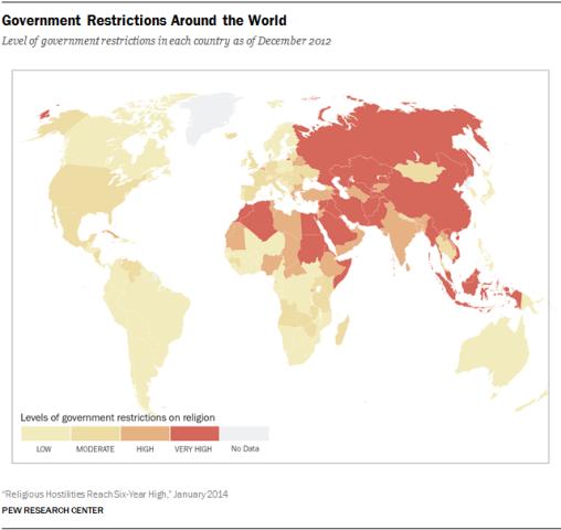 Government Restrictions around the World /Pew Research Center