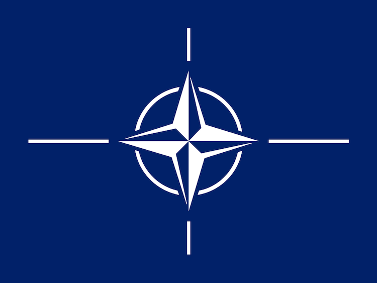 The flag of the North Atlantic Treaty Organization (NATO).