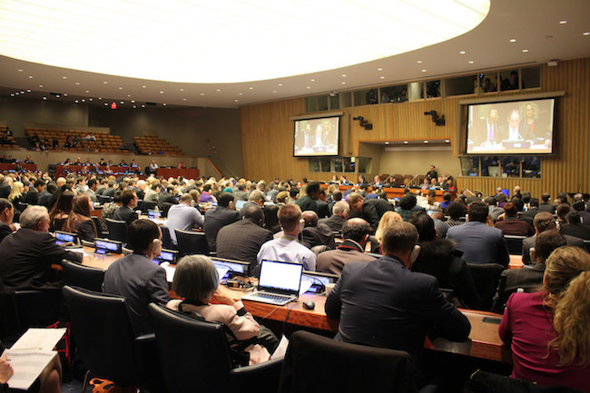 UN General Assembly First Committee in session./ ICAN