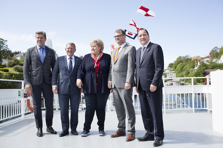 Leaders of the five largest Nordic countries announce support for sustainable development goals (SDGs). Credit: Nordic Cooperation