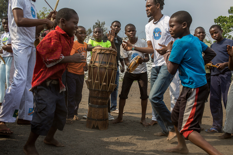 Capoeira classes with boys formerly associated with armed groups in North Kivu. Credit: Flavio Forner | IDN-INPS