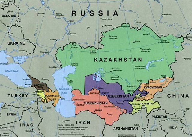 Political Map of the Caucasus and Central Asia/ Public Domain
