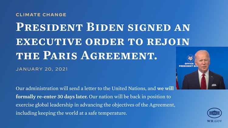 国連事務総長、バイデン新政権によるパリ気候協定復帰の決断を歓迎