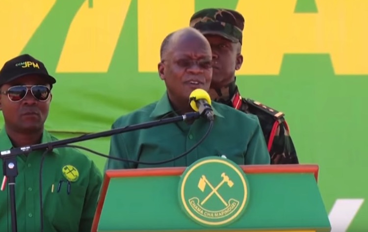 Photo: Screenshot of President Magufuli's last public appearance in Dodoma while launching a multi-million bus terminus. Source: Online Community KE YouTube