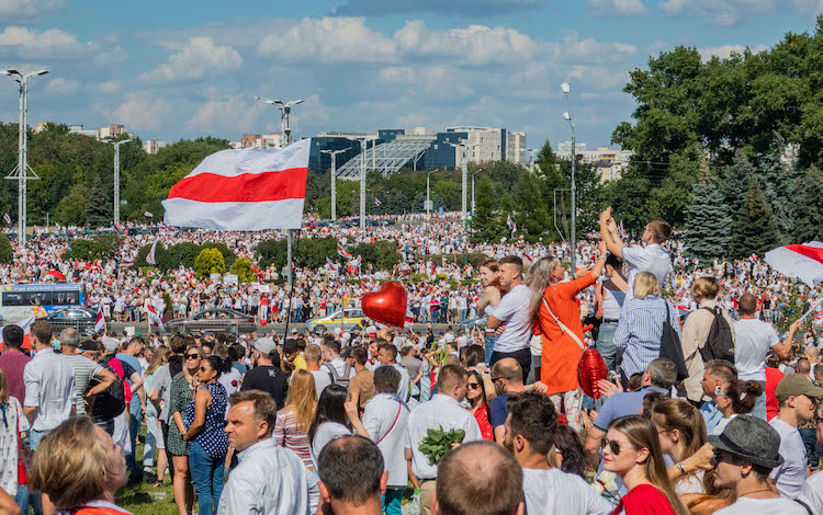 Photo: Protest rally against President Lukashenko, 16 August. Minsk, Belarus. CC BY-SA 3.0