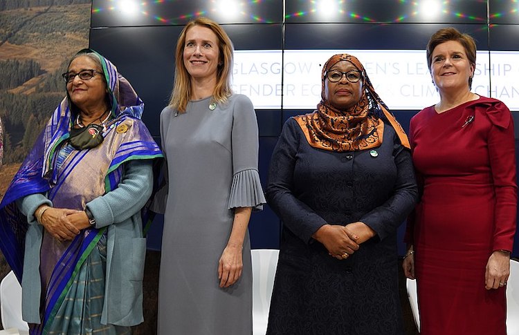 Photo (From left to right): Bangladeshi Prime Minister Sheikh Hasina, Estonian Prime Minister Kaja Kallas, Tanzanian President Samia Suluhu and Scottish First Minister Nicola Sturgeon at COP26—panelists who joined a discussion convened by Scottish First Minister Sturgeon.