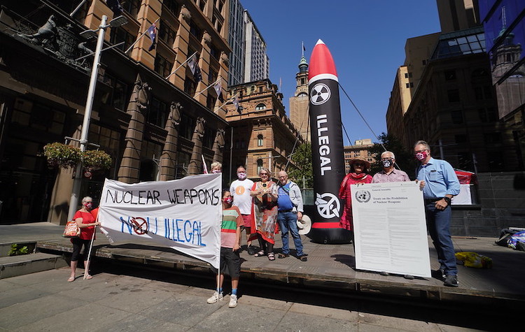 Photo: ICAN campaigners protest in Sydney, Australia on 22 January.