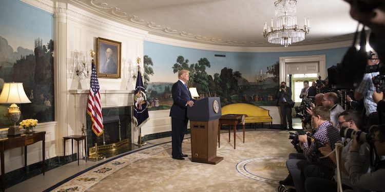 Trump ending U.S. participation in Iran Nuclear Deal. Credit: White House.