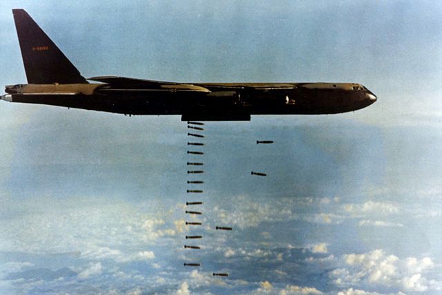B-52D during a bombing mission over South-east Asia/ USAF - National Museum of the USAF photo 061127-F-1234S-017, Public Domain