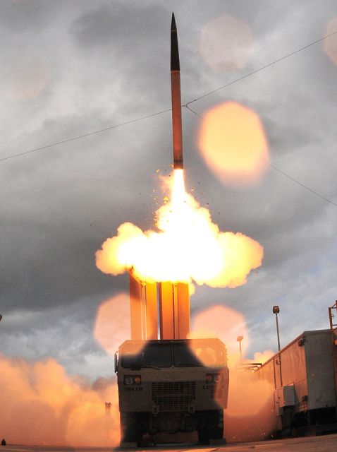 Thaad missile and launcher/ National Missile Defense, Public Domain