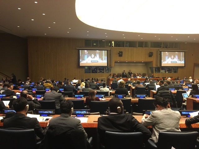 United Nations Conference in New York to negotiate "a legally binding instrument to prohibit nuclear weapons, leading towards their total elimination". /Soka Gakkai.
