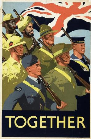 Propaganda poster promoting the joint war effort of the British Empire and Commonwealth, 1939./ Public Domain