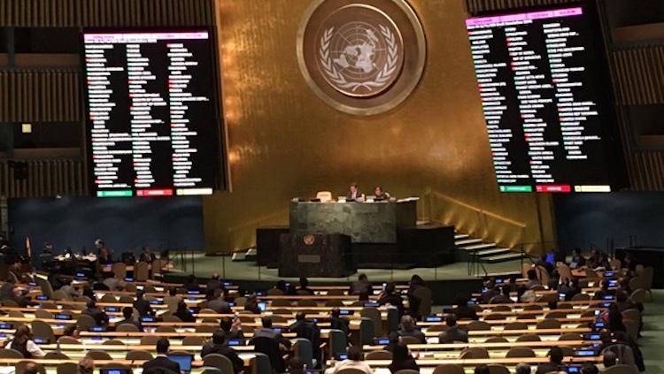 UN General Assembly approves historic resolution on December 23, 2016. /ICAN