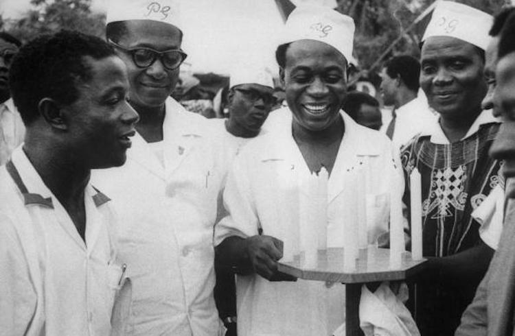 Photo: After the release of Convention Peoples’ Party (CPP) leaders from prison in 1951. From left to Right: Kojo Botsio, Kwame Nkrumah, Komla Agbeli Gbedemah and Kofi Baako. NB: The PG symbol written on their cap stands for Prison Graduates. It was a popular title for these freedom fighters. Credit: Ghanaian Museum, Sep 8, 2021
