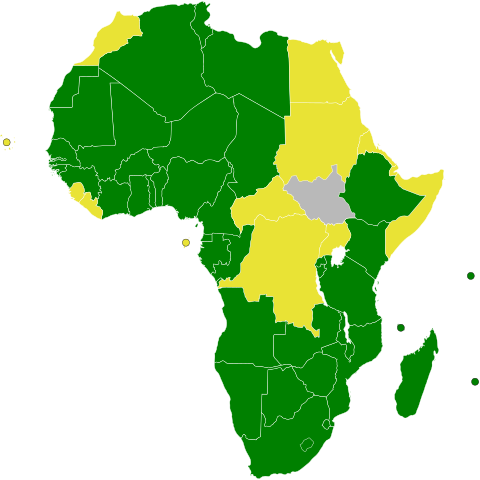 Map of the countries ratifying the African Nuclear Weapons Free Zone Treaty./By Lokal_Profil, CC BY-SA 2.5
