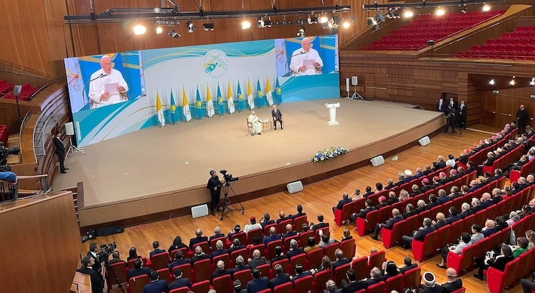 Photo: Pope Francis addressing the Inter-religious conference in Kazakh capital Nur-Sultan. Credit: Katsuhiro Asagiri | Multimedia Director