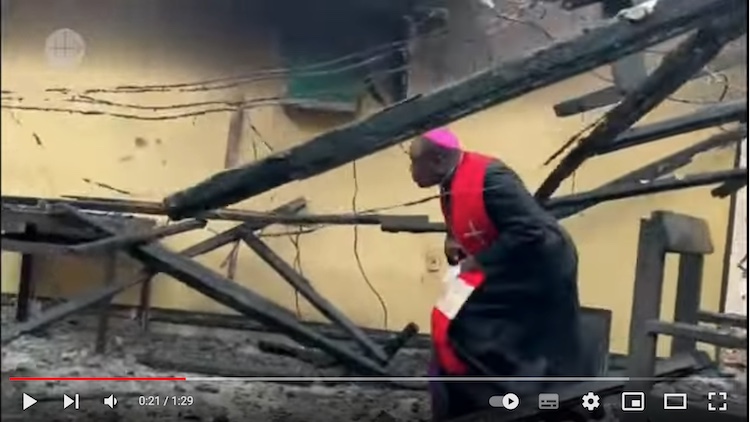 Photo: The church of St. Mary’s in Nchang burned on 16.09.2022. Source: YouTube