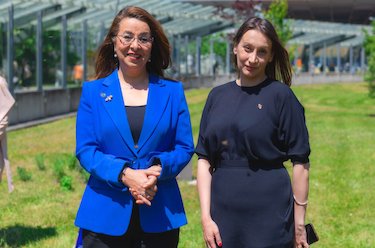 Ghada Waly (left), director general of the United Nations Office at Vienna and (right) our reporter Dr Aurora Weiss. Credit UNIS Vienna /Nikoleta Haffar.