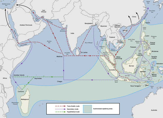 Austronesian maritime trade network in the Indian Ocean/ By Obsidian Soul - Own work, CC0