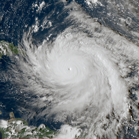 Hurricane Maria near peak intensity, moving north towards Puerto Rico, on September 19, 2017./ The Naval Research Laboratory/ NOAA – Public Domain